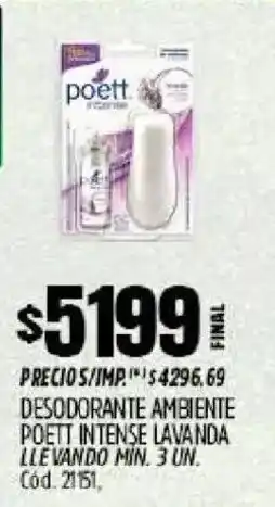 Supermercados Yaguar Poett desodorante ambiente intense lavanda oferta