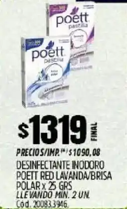 Supermercados Yaguar Poett desinfectante inodoro red lavanda/brisa polar oferta