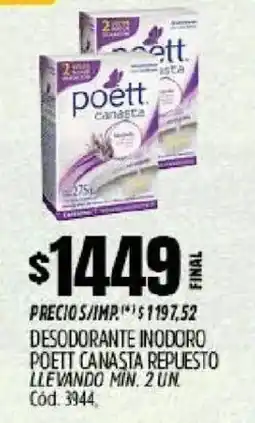 Supermercados Yaguar Poett desodorante inodoro canasta repuesto oferta