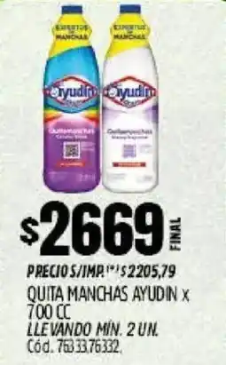 Supermercados Yaguar Ayudín quita manchas oferta