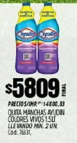 Supermercados Yaguar Ayudín quita manchas colores vivos oferta