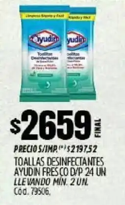 Supermercados Yaguar Ayudín toallas desinfectantes fresco d/p oferta