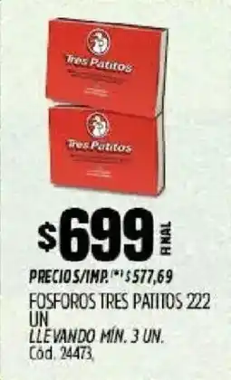 Supermercados Yaguar Fosforos tres patitos oferta