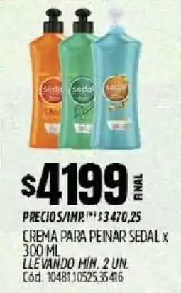 Supermercados Yaguar Sedal crema para peinar oferta