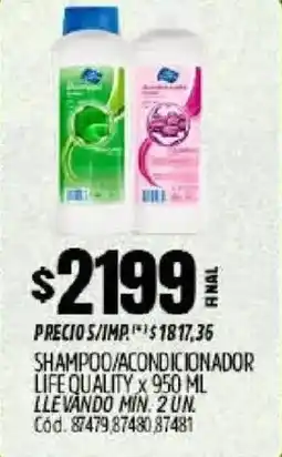 Supermercados Yaguar Life quality shampoo/acondicionador oferta