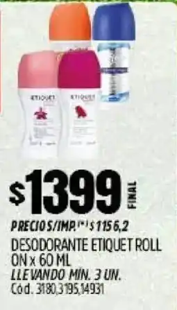 Supermercados Yaguar Etiquet desodorante roll on oferta