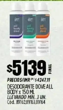 Supermercados Yaguar Dove desodorante all body oferta