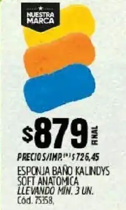 Supermercados Yaguar Kalindys esponja baño soft anatomica oferta