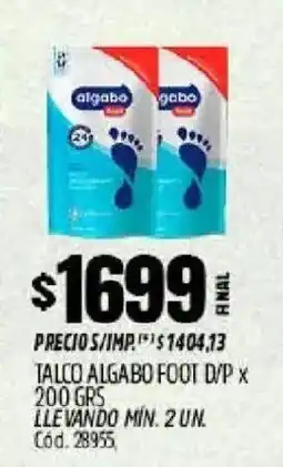 Supermercados Yaguar Algabo talco foot d/p oferta