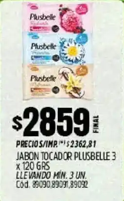 Supermercados Yaguar Plusbelle jabon tocador oferta