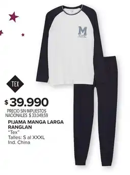 Carrefour Maxi Tex pijama manga larga ranglan oferta