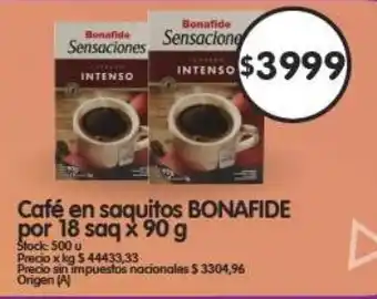 Supermercados Buenos Días Bonafide café en saquitos oferta