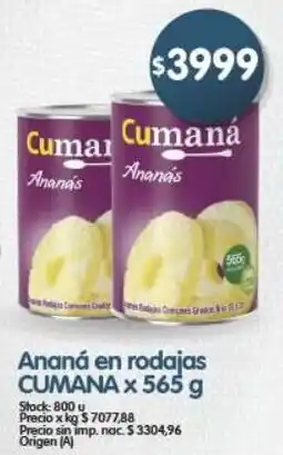Supermercados Buenos Días Cumana ananá en rodajas oferta