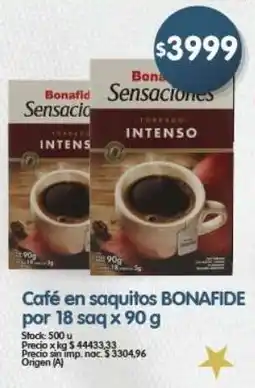 Supermercados Buenos Días Bonafide café en saquitos oferta