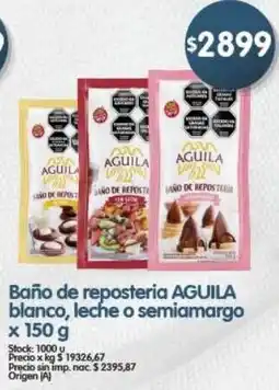 Supermercados Buenos Días Aguila baño de reposteria blanco, leche o semiamargo oferta
