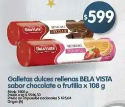 Supermercados Buenos Días Bela vista galletas dulces rellenas sabor chocolate o frutilla oferta
