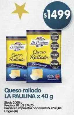 Supermercados Buenos Días La paulina queso rallado oferta