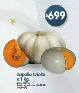 Supermercados Buenos Días Zapallo criollo oferta