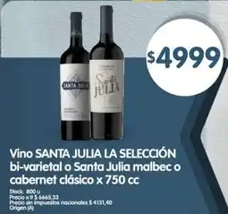 Supermercados Buenos Días Santa julia la selección vino bi-varietal o santa julia malbec o cabernet clásico oferta