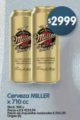 Supermercados Buenos Días Miller cerveza oferta