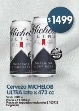 Supermercados Buenos Días Michelob ultra cerveza lata oferta