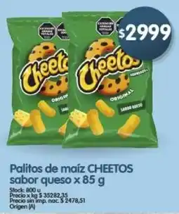 Supermercados Buenos Días Cheetos palitos de maíz sabor queso oferta