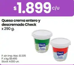 Changomas Check queso crema entero y descremado oferta