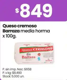 Changomas Barraza queso cremoso media horma oferta