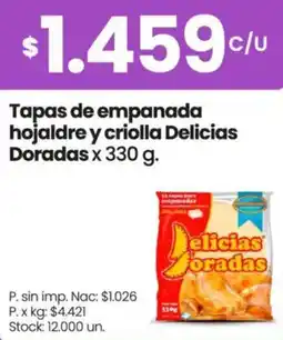 Changomas Doradas tapas de empanada hojaldre y criolla delicias oferta