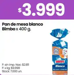 Changomas Bimbo pan de mesa blanco oferta