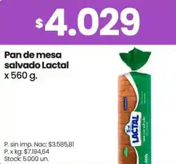 Changomas Lactal pan de mesa salvado oferta
