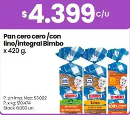 Changomas Bimbo pan cero cero/con lino/integral oferta