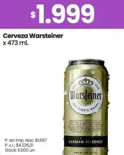 Changomas Warsteiner cerveza oferta