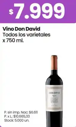 Changomas Don david vino todos los varietales oferta