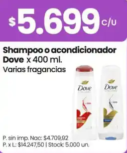 Changomas Dove shampoo o acondicionador oferta