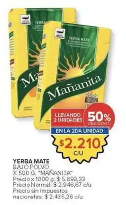 Carrefour Mañanita yerba mate bajo polvo oferta
