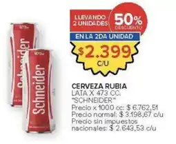 Carrefour Schneider cerveza rubia lata oferta