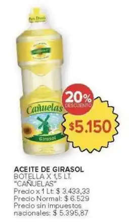 Carrefour Cañuelas aceite de girasol botella oferta