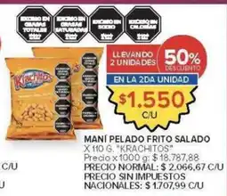 Carrefour Krachitos mani pelado frito salado oferta
