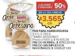 Carrefour Bimbo artesano pan para hamburguesa oferta