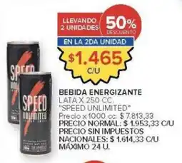 Carrefour Speed unlimited bebida energizante lata oferta