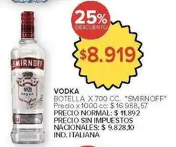 Carrefour Smirnoff vodka botella oferta