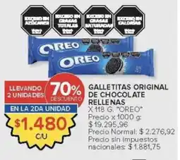 Carrefour Oreo galletitas original de chocolate rellenas oferta