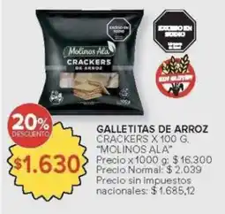 Carrefour Molinos ala galletitas de arroz crackers oferta