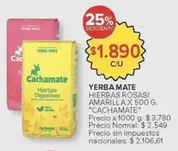 Carrefour Cachamate yerba mate hierbas rosas/ amarilla oferta