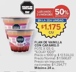 Carrefour Ilolay kids flan de vainilla con caramelo pote oferta