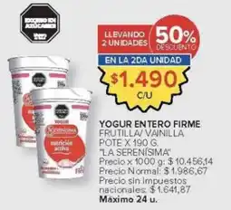Carrefour La serenisima yogur entero firme frutilla vainilla pote oferta