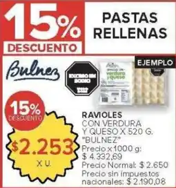 Carrefour Bulnez ravioles con verdura y queso oferta