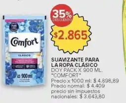 Carrefour Comfort suavizante para la ropa clásico doy pack oferta