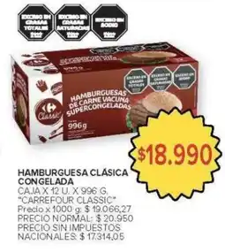 Carrefour Carrefour classic hamburguesa clásica congelada caja oferta